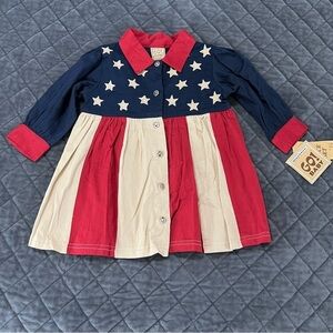 Go! Baby Dress 2T Flag Stripe Stars USA Western Patriotic  Red White Blue FF